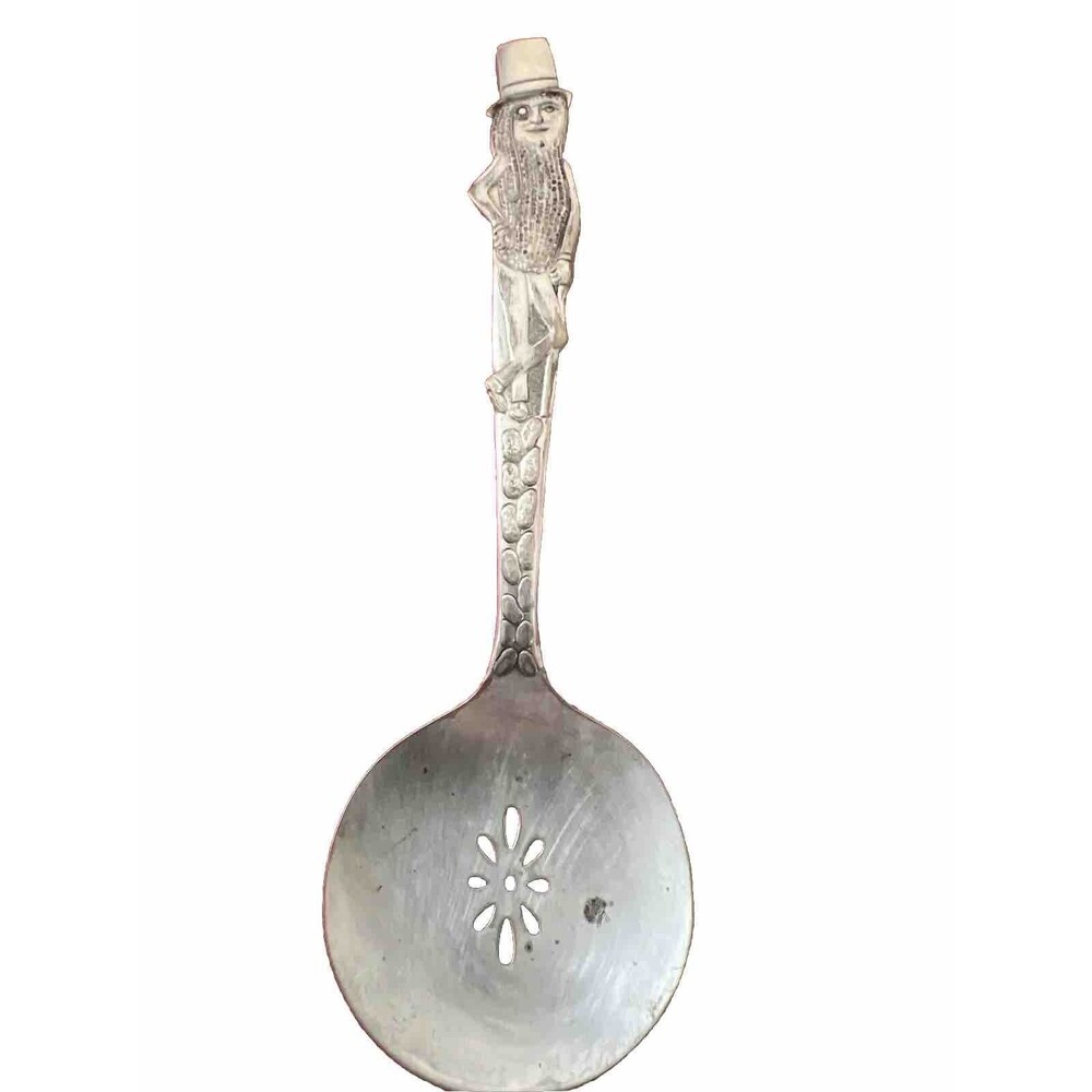Vintage Carlton Silver Plate PLANTERS Mr. Peanut Advertising Slotted Spoon, EUC